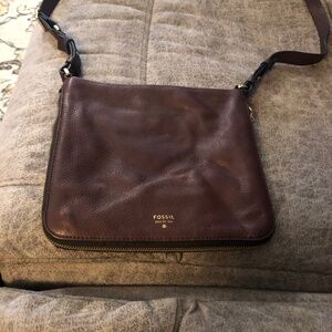 Fossil crossbody bag with expandable zipper